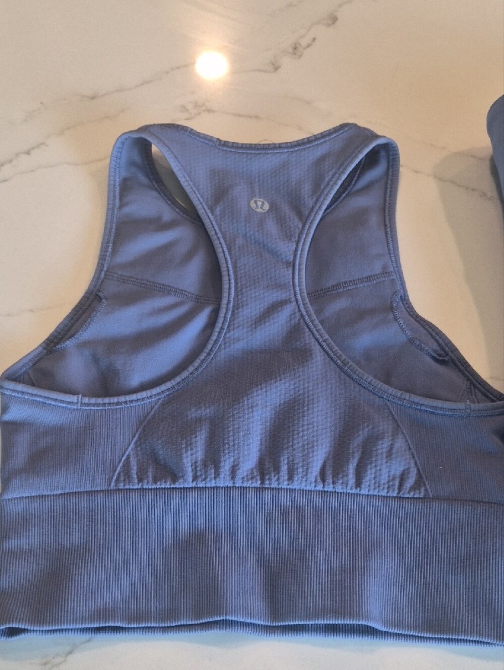 Lululemon Light Periwinkle Activewear Set - Cropped Sports Bra & Shorts - Picture 8 of 9